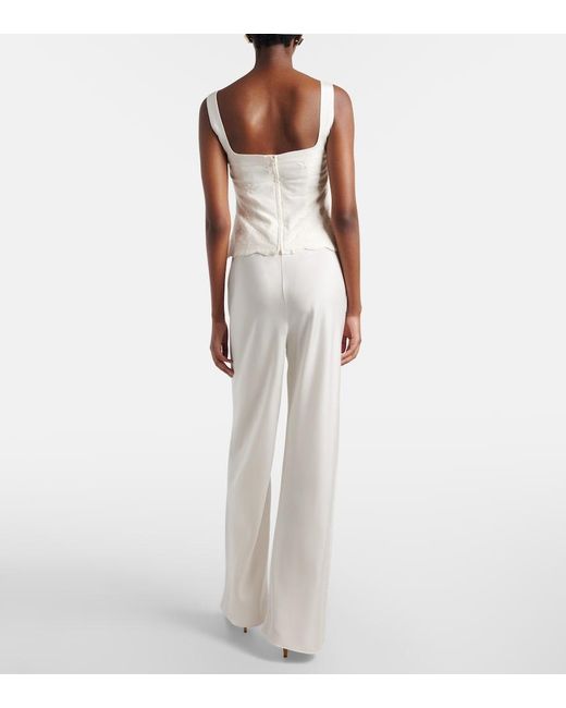 Posse White Cove Silk-Blend Straight Pants