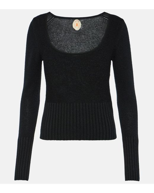 Pullover in maglia a coste di cashmere di Jardin Des Orangers in Black