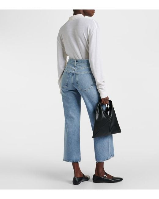 Agolde Blue Straight Cropped Jeans Harper