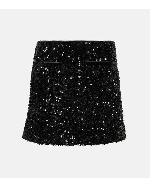 Minifalda con lentejuelas Self-Portrait de color Black