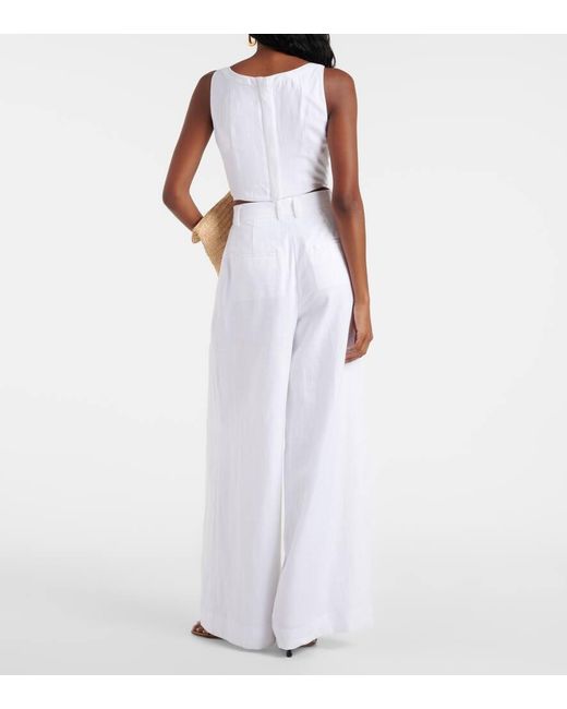 Staud White Bustier-Top Aus Leinen