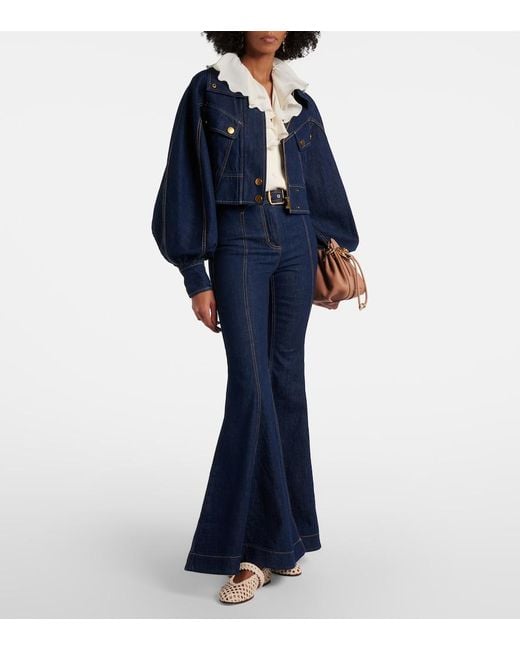 Zimmermann Blue Luna Belted Flared Jeans
