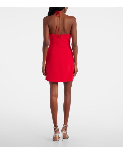 Rebecca Vallance Red Cameron Floral-Applique Crepe Minidress