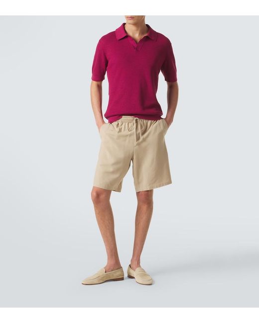 Zegna Red Knitted Cotton Polo Shirt for men