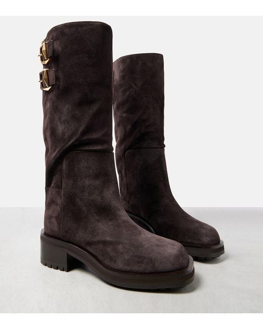 Jimmy Choo Brown Brooklyn Kb 50 Suede Knee-High Boots