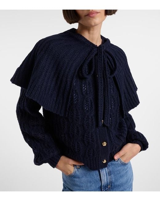 FRAME Blue Caped Wool-Blend Cardigan