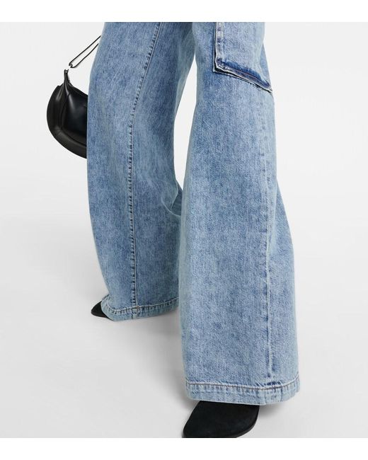 Veronica Beard Blue Belisa High-Rise Cargo Jeans