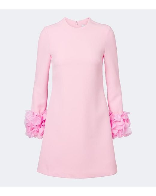 Safiyaa Pink Reffie Floral-Applique Crepe Minidress