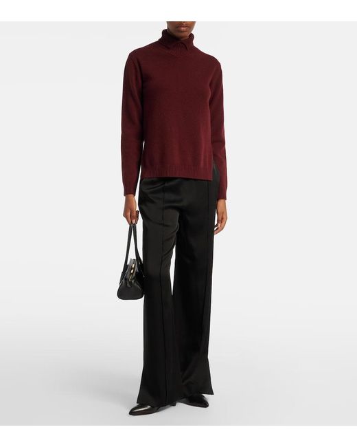 Jil Sander Red Wool Turtleneck Sweater