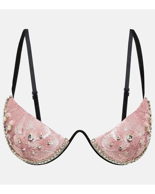 Area Pink Embellished Bra Top