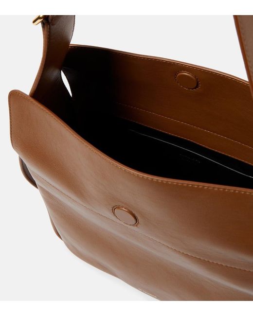 Jil Sander Brown Flap Messenger Small Leather Shoulder Bag