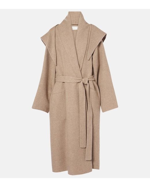The Row Natural Belted Cashmere Wrap Coat