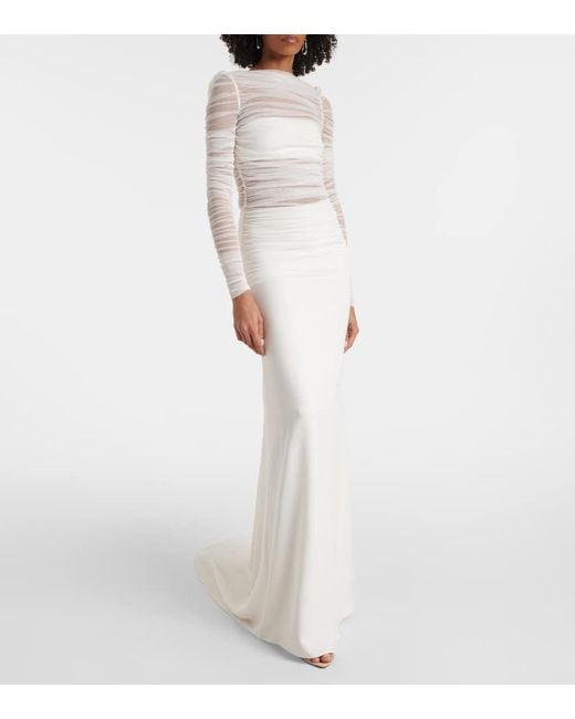 Christopher Esber White Bridal Veiled Silk Tulle Gown