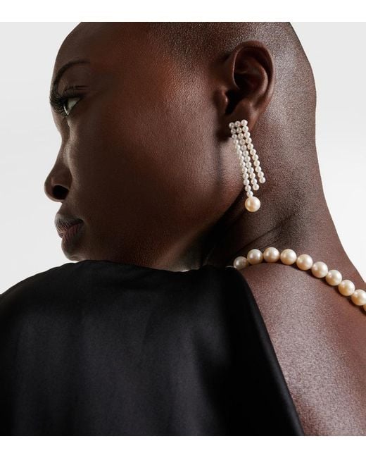 Sophie Bille Brahe White La Valse 14Kt Earrings With Pearls