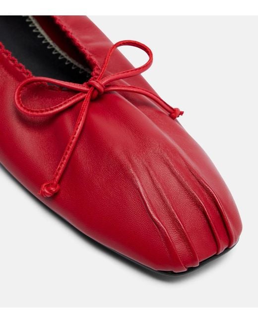 Magda Butrym Red Bow-Detail Leather Ballet Flats