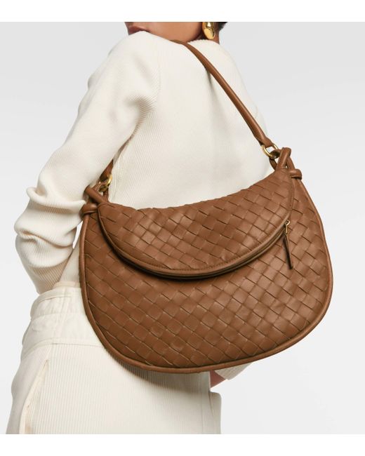 Bottega Veneta Brown Gemelli Medium Leather Shoulder Bag