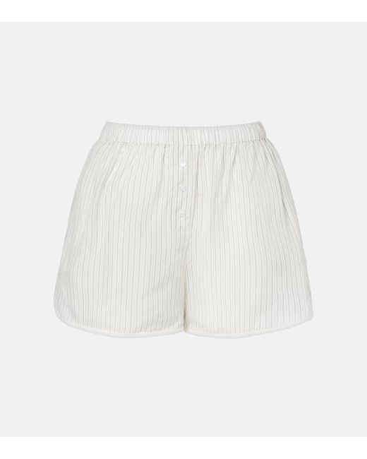 Frankie Shop White Brenna Sheer Striped Shorts