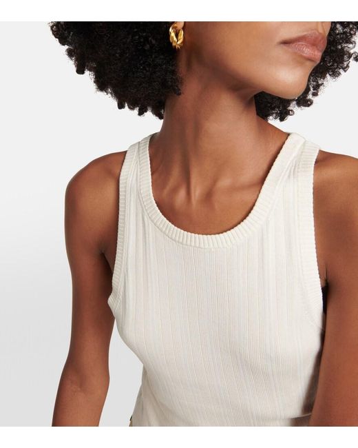 Co. White Ribbed Silk Tank Top