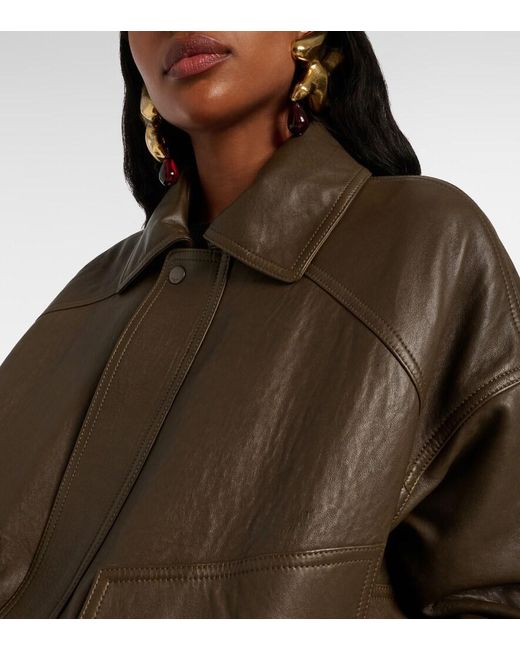 Saint Laurent Brown Leather Bomber Jacket