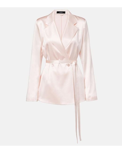 Joseph Pink Joubert Silk Satin Blazer