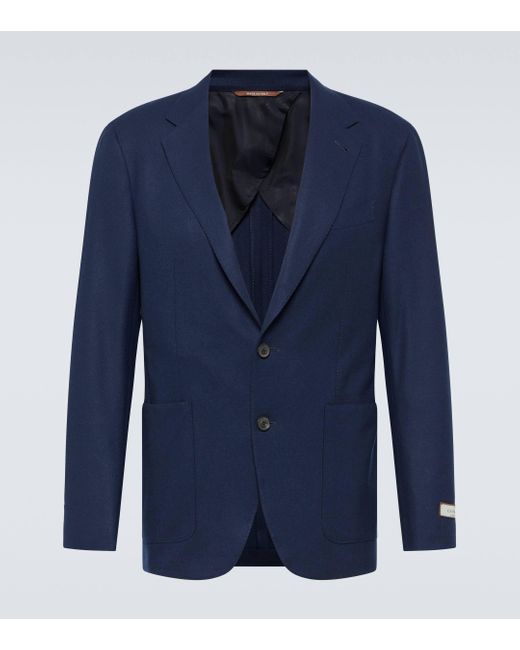 Canali Blue Single-breasted Cashmere-blend Blazer for men