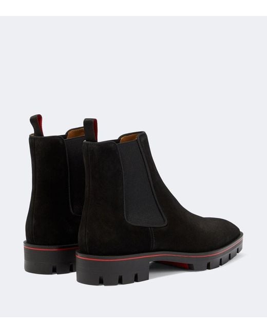 Christian Louboutin Black Alpinosol Suede Chelsea Boots for men