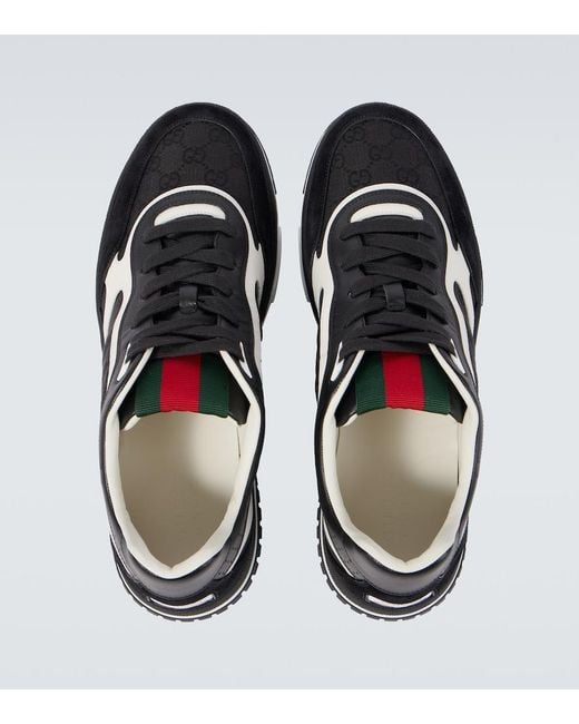 Gucci Black Apos;S Re-Web Gg Supreme Canvas And Leather Sneakers for men