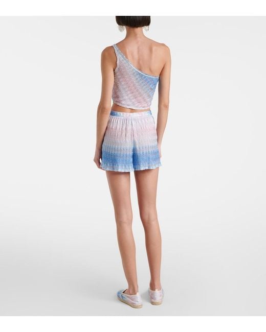 Missoni White Wave Cropped One-Shoulder Top