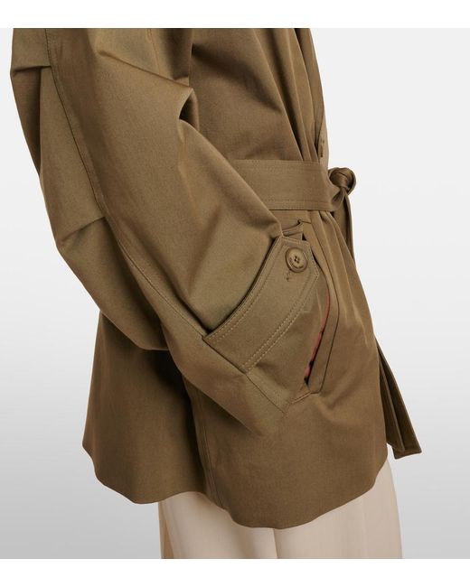 Frankie Shop Green Zurich Oversized Cotton Cropped Trench Coat