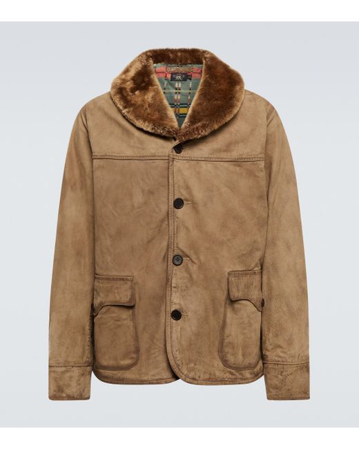 RRL Brown Shearling Collar Leather Jacket for men