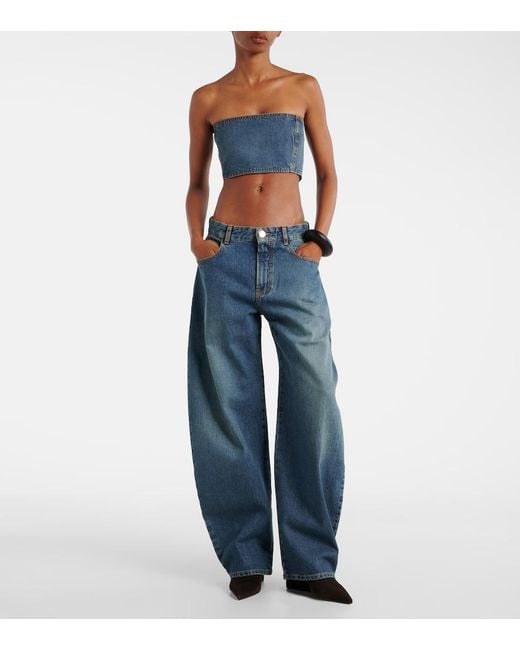 Alaïa Blue Denim Bustier Top