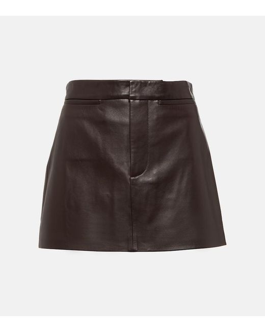 FRAME Brown Leather Miniskirt