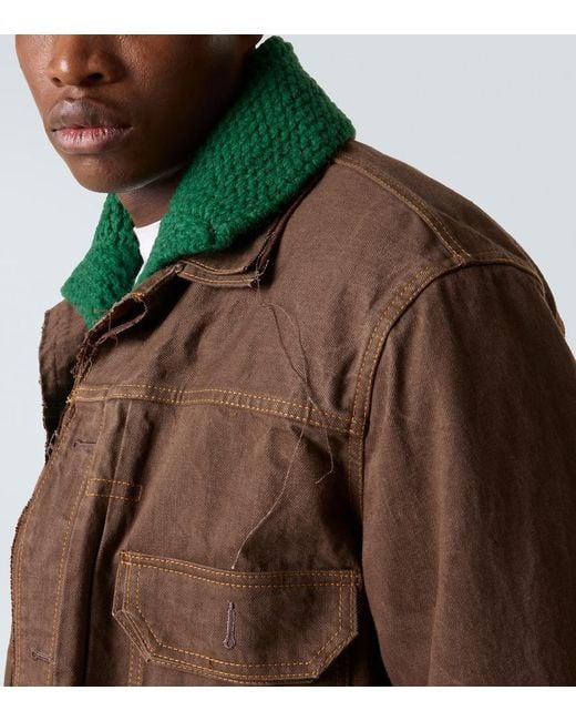 Sacai Brown Denim Jacket for men