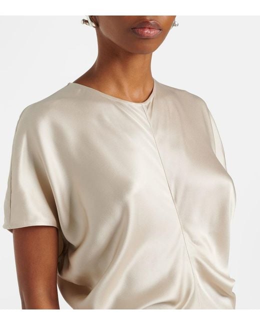 Totême  Natural Bridal Slouch Draped Satin Maxi Dress