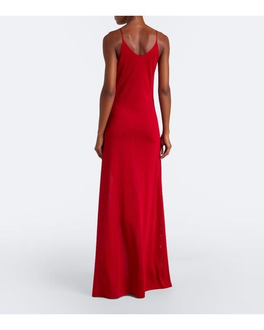 Fendi Red Silk Maxi Dress