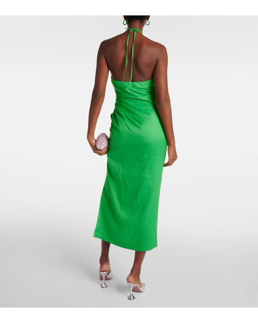 Jonathan Simkhai Green Hansel Halterneck Linen Midi Dress
