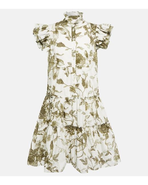 Erdem White Pomona Printed Cotton Minidress