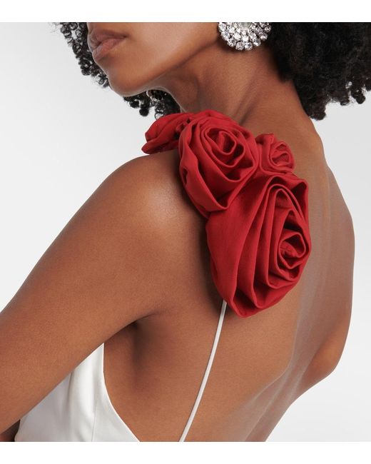 Magda Butrym White Rosette Embellished Slip Gown
