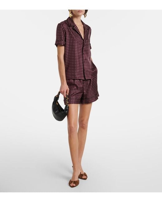 Saint Laurent Red Printed Silk Satin Shorts