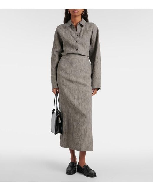 TOVE Gray Romilie Linen Maxi Skirt