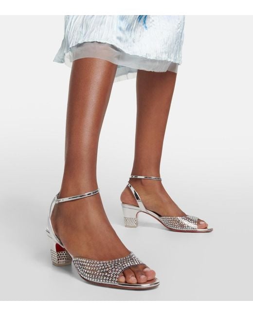 Christian Louboutin White Cassandrissima Embellished Pvc Sandals
