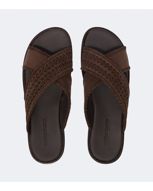 Manolo Blahnik Brown Tex Leather Sandals for men