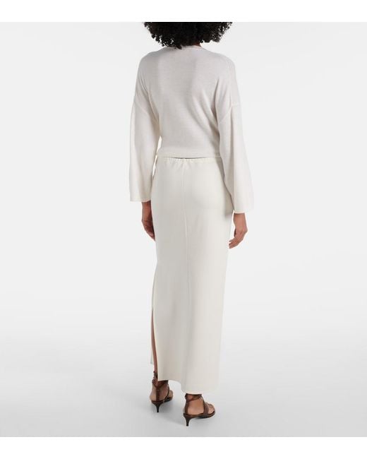 Khaite White Lilth Crepe Jersey Pencil Skirt