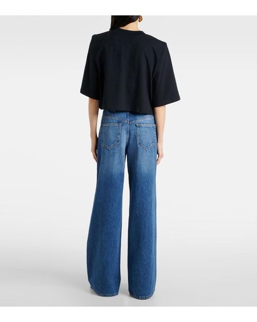 Isabel Marant Blue Zaely Cropped Cotton Jersey T-Shirt
