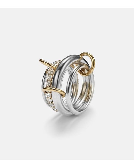 Spinelli Kilcollin Multicolor Luna 18Kt And Sterling Linked Rings With Diamonds