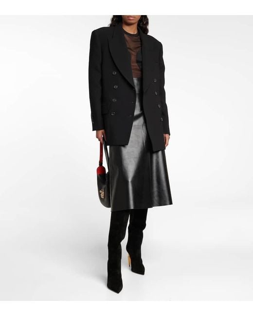 Christian Louboutin Black Lipbotta 100 Suede Knee-high Boots