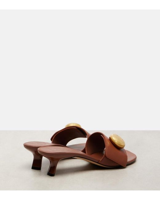 Loewe Brown Pebble Anagram Leather Mules