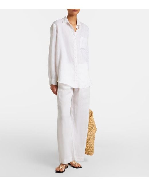 Velvet White Stephanie Linen Wide-Leg Pants