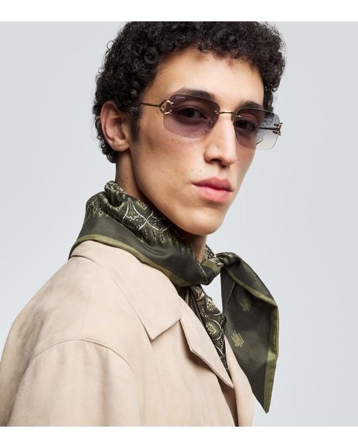 Cartier Blue Monogram Rectangular Sunglasses for men