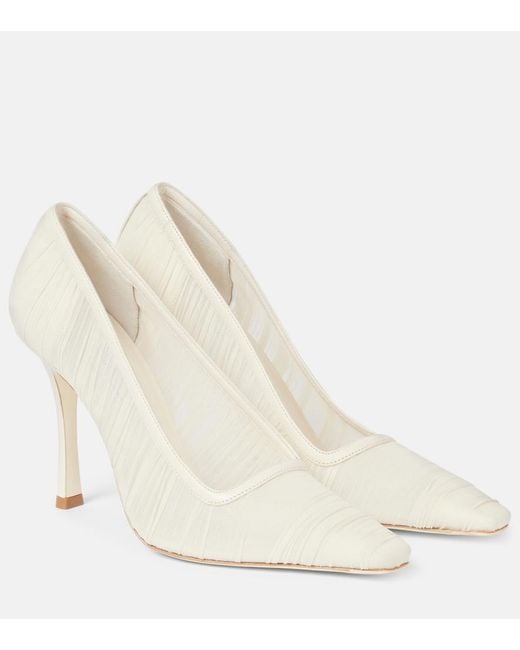 Jimmy Choo Natural Bridal Lotta 100 Ruched Tulle Pumps